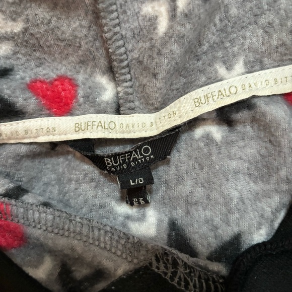 Snowflakes and Hearts Fleece Hooded Winter Lounge PJ Buffalo David Bitton Large - Picture 9 of 10